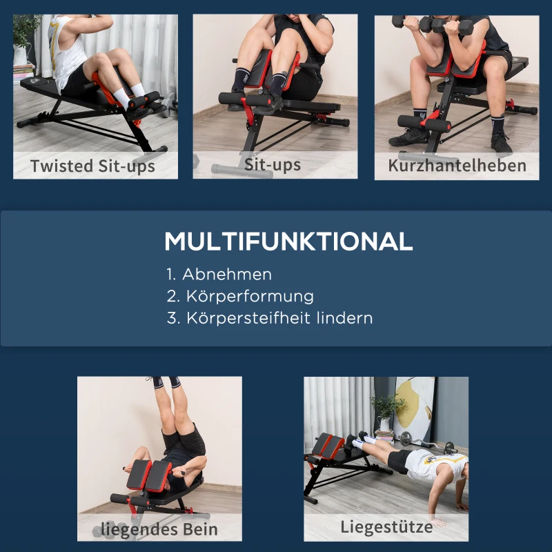 HOMCOM® halterbank fitnessbank schuine bank multifunctioneel buiktrainer verstelbaar rvs zwart 64 x 146 x 73,5-85 cm | Aosom.nl(m-6)