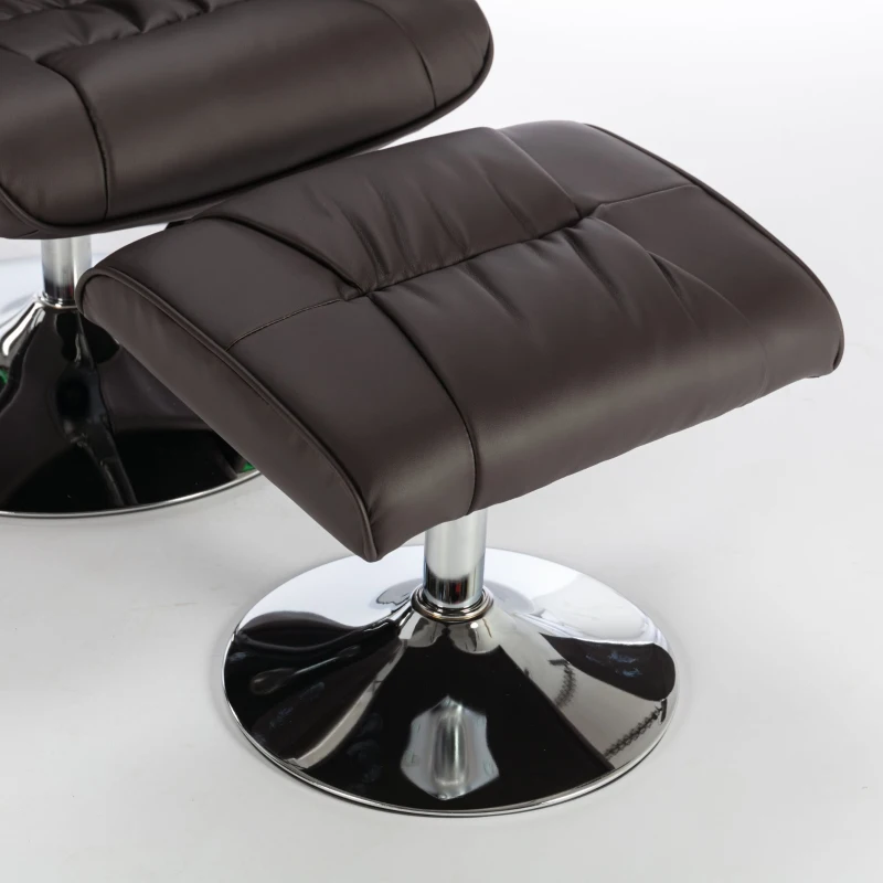 Poltrona massaggiante a 5 punti e riscaldante, girevole a 360°, rivestita in pelle PU, 79x79x106 cm, Marrone