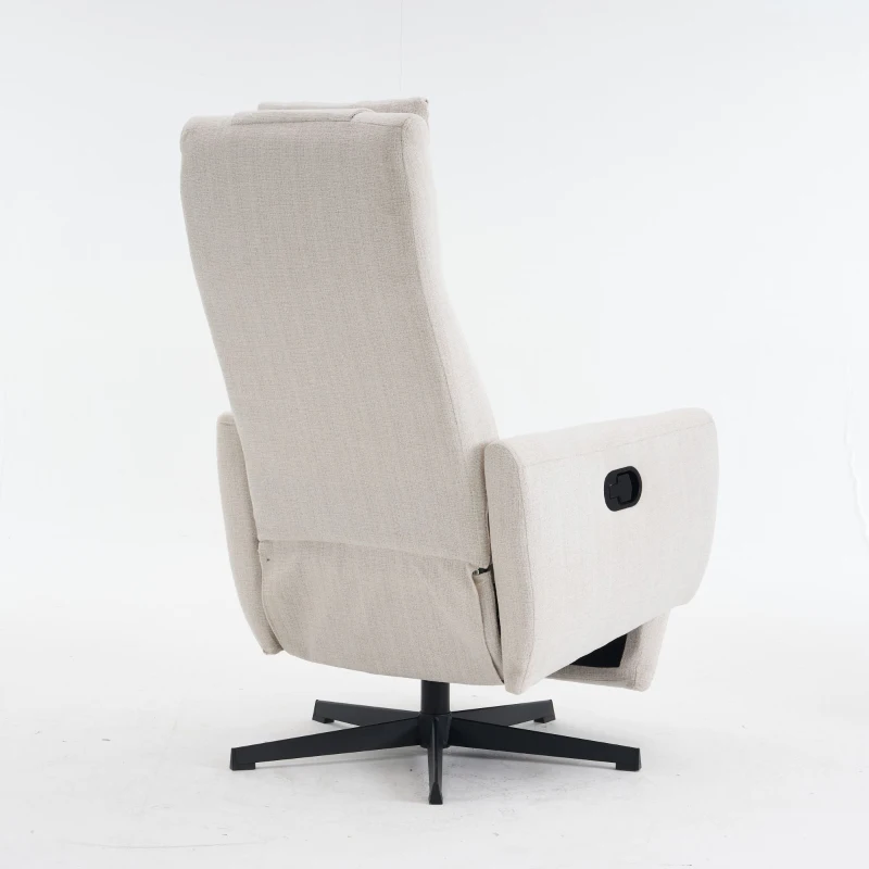 Fauteuil relax confortable avec fonction d'inclinaison, avec socle pivotant et dossier réglable, 67x80,5x110 cm, Beige