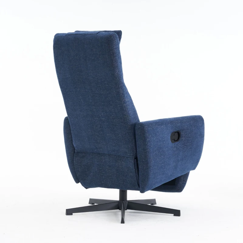 Fauteuil relax confortable avec fonction d'inclinaison, avec socle pivotant et dossier réglable, 67x80,5x110 cm, Bleu