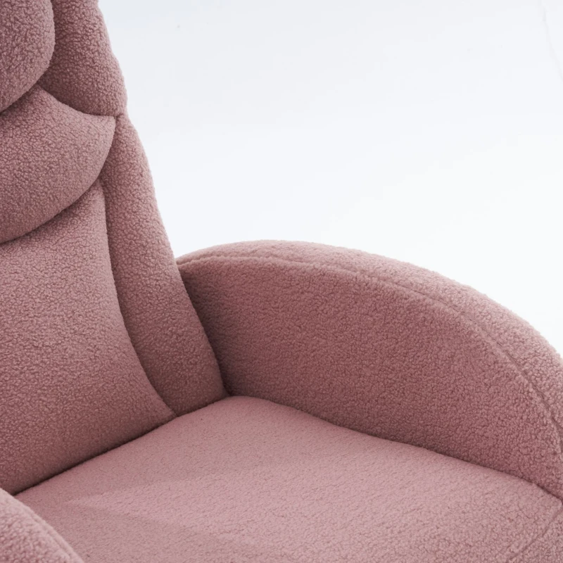 Silla Mecedora Sillón Relax con Reposabrazos Acolchado y Ergonómico para Sala de Estar y Dormitorio 66x96-125,5x99 cm Rosa