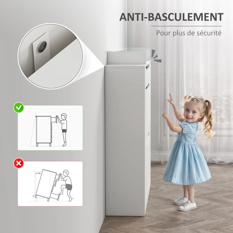 HOMCOM Scarpiera Moderna con 2 Cassetti per 16 Scarpe, Scarpiera a Ribalta con Mensola Regolabile e Ripiano in Vetro, 89x23x96cm, Bianco Lucido