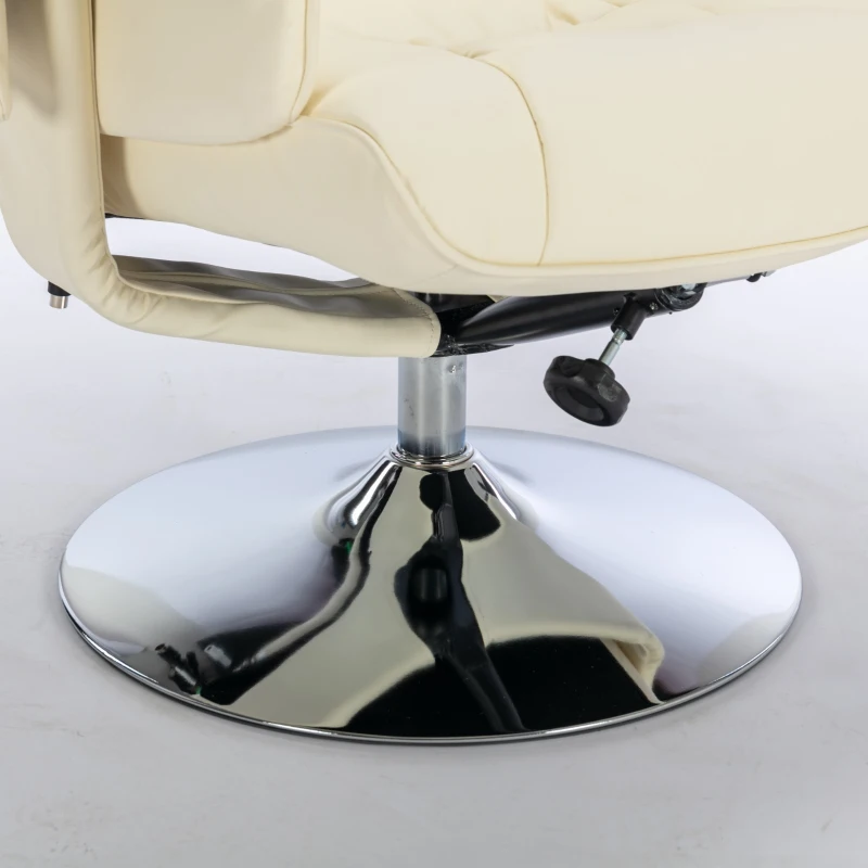Fauteuil de massage en cuir PU, appareil de massage à 5 points et fonction chauffante, pivotant à 360°, pour salon et chambre, 79x79x106 cm, Beige
