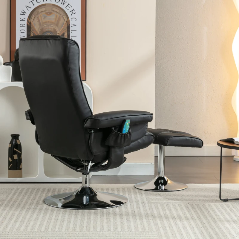 Massagesessel 5-Punkt Massage mit Heizfunktion und Ottomane 360° drehbar für Wohnzimmer und Schlafzimmer Schwarz