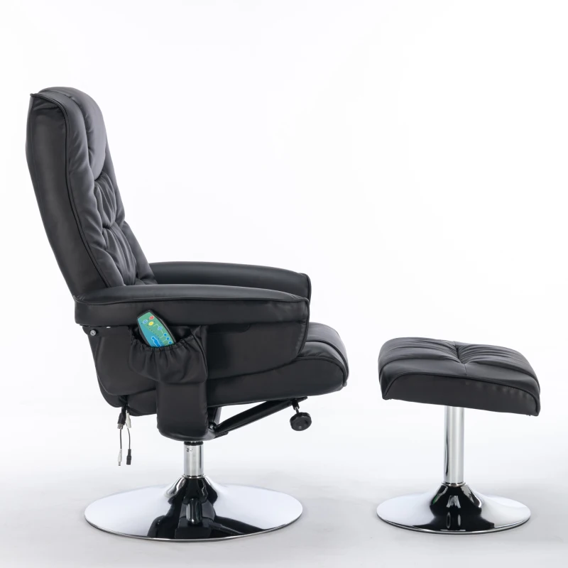 Massagesessel 5-Punkt Massage mit Heizfunktion und Ottomane 360° drehbar für Wohnzimmer und Schlafzimmer Schwarz