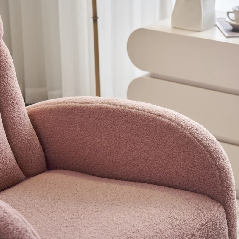 Silla Mecedora Sillón Relax con Reposabrazos Acolchado y Ergonómico para Sala de Estar y Dormitorio 66x96-125,5x99 cm Rosa
