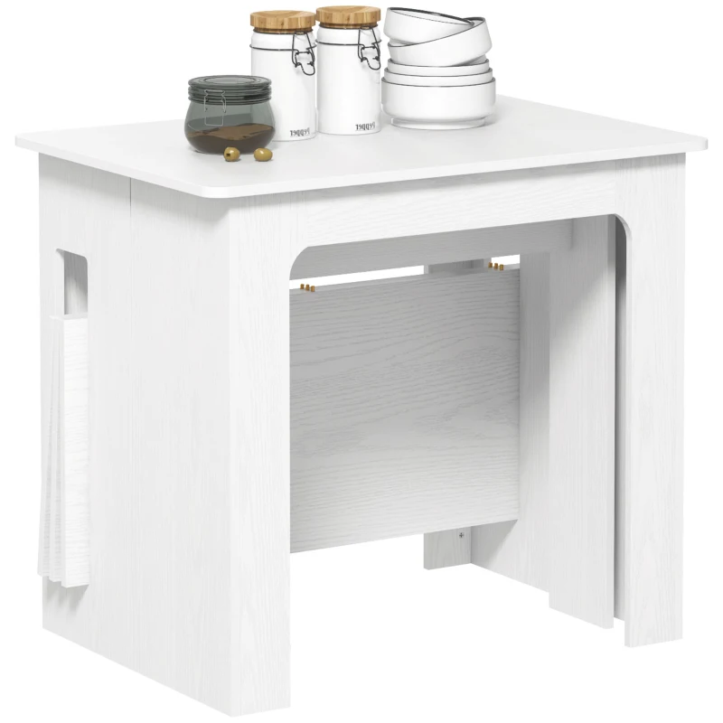 HOMCOM Table à manger, Table pliante, table de cuisine extensible, table à manger, panneaux de particules, 60-180 x 85 x 75 cm, Blanc