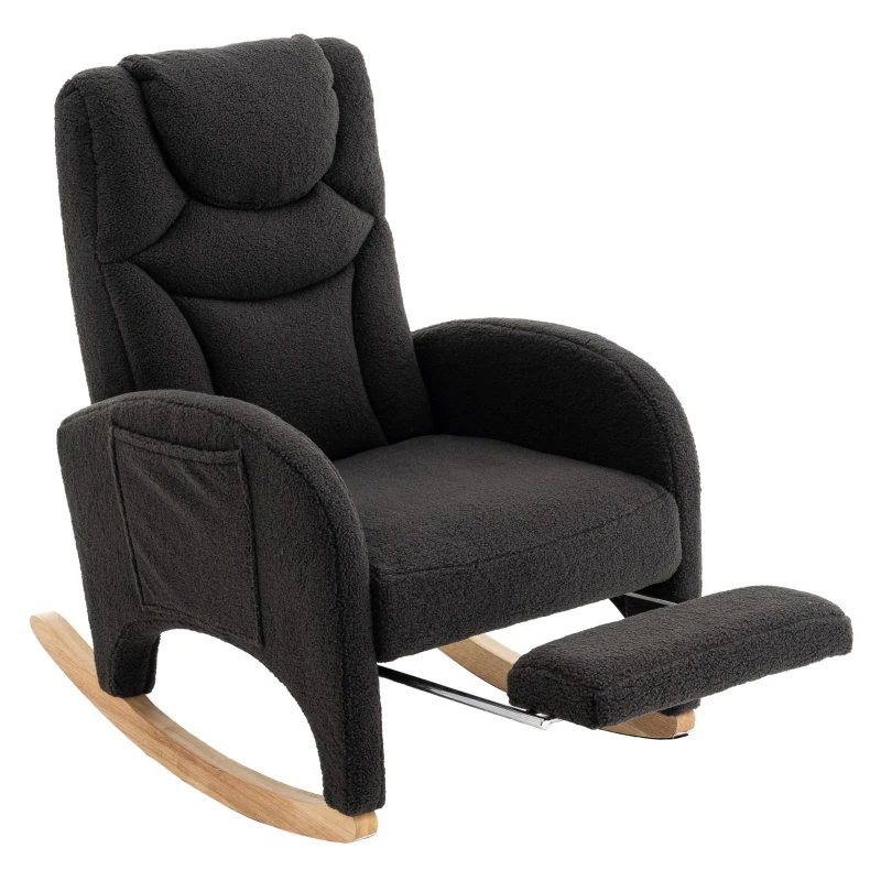 Schaukelstuhl Relaxsessel mit Armlehne, gepolstert und ergonomisch, für Wohnzimmer und Schlafzimmer, 66x96-125,5x99 cm, Dunkelgrau
