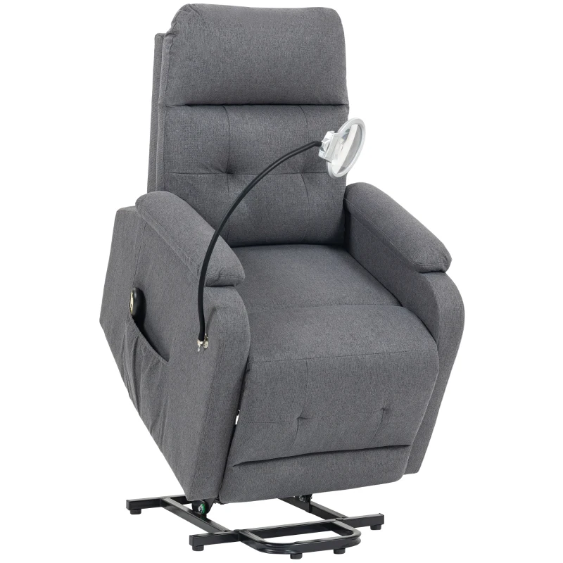 HOMCOM Electric Rise Recline Armchair, with Reading Light - Grey