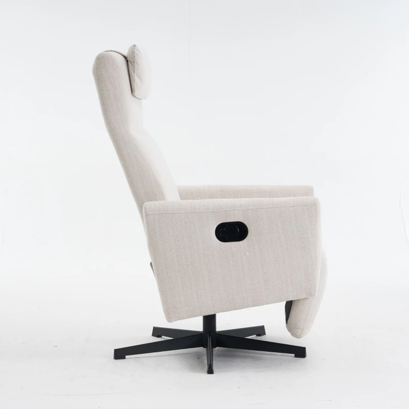 Fauteuil relax confortable avec fonction d'inclinaison, avec socle pivotant et dossier réglable, 67x80,5x110 cm, Beige