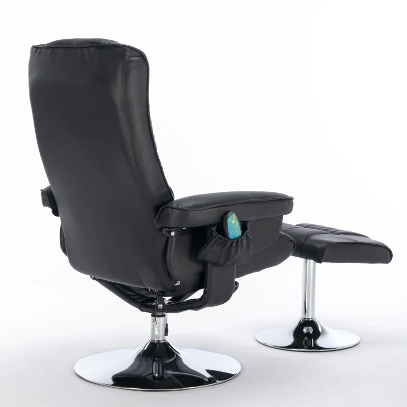 Massagesessel 5-Punkt Massage mit Heizfunktion und Ottomane 360° drehbar für Wohnzimmer und Schlafzimmer Schwarz