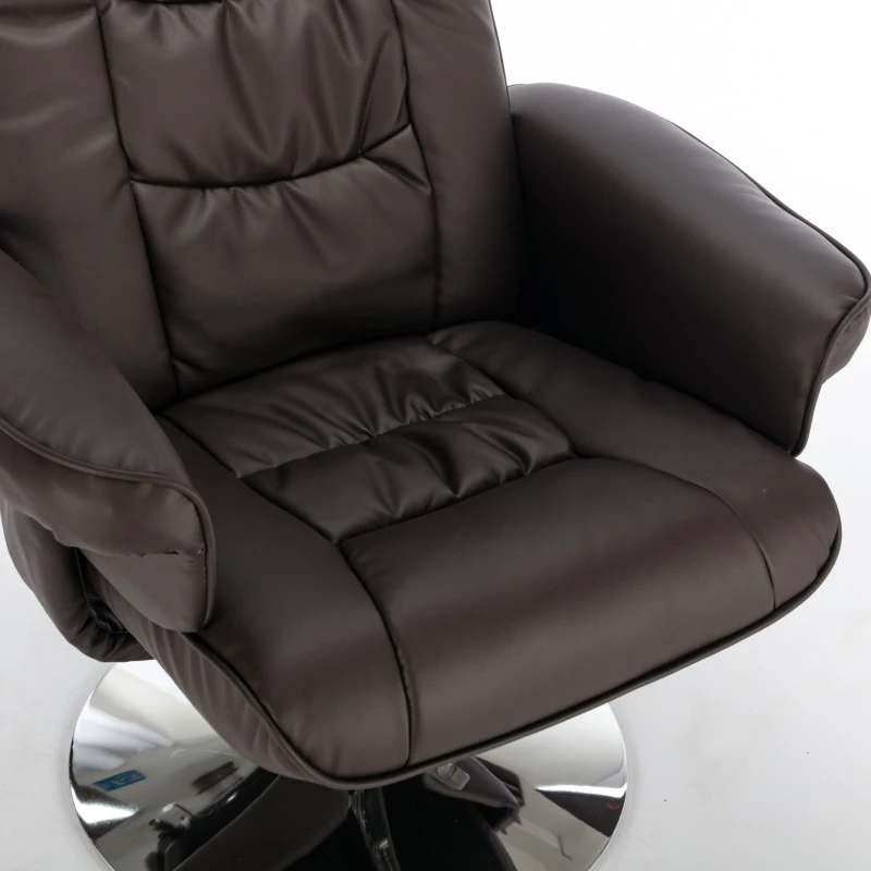 Poltrona massaggiante a 5 punti e riscaldante, girevole a 360°, rivestita in pelle PU, 79x79x106 cm, Marrone