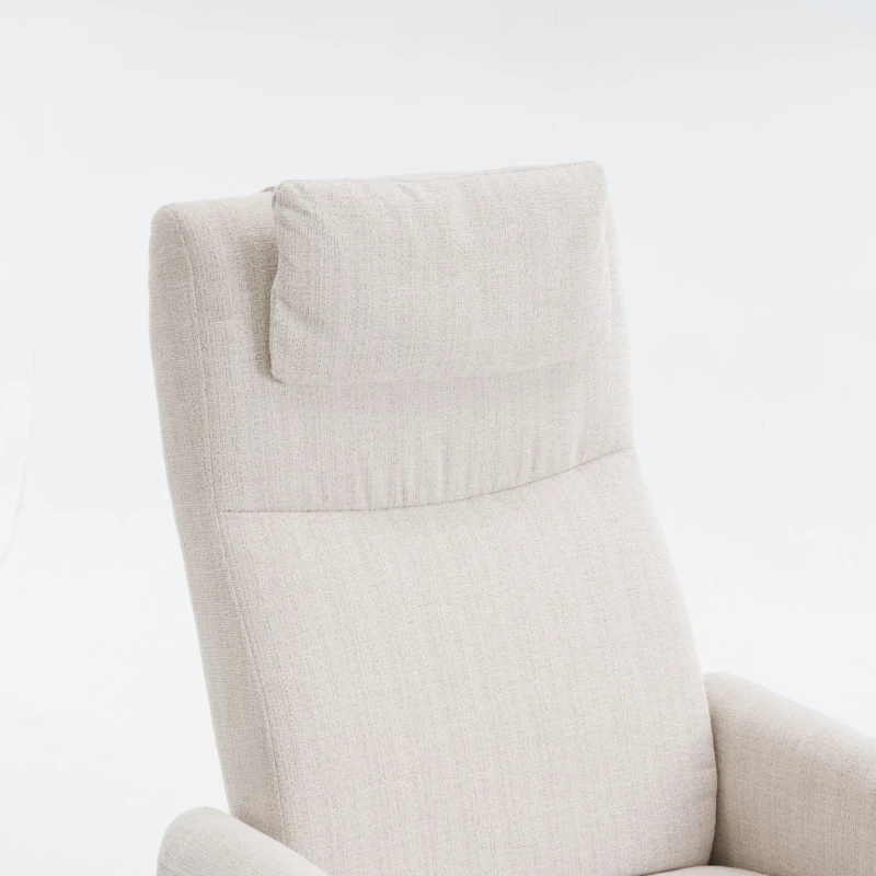 Fauteuil relax confortable avec fonction d'inclinaison, avec socle pivotant et dossier réglable, 67x80,5x110 cm, Beige