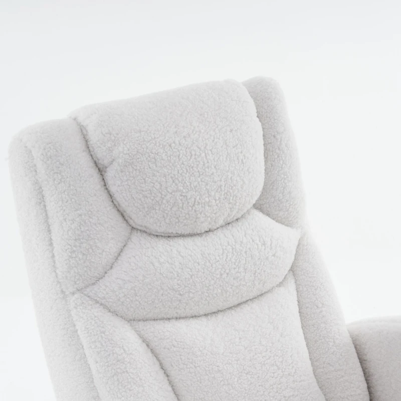Silla Mecedora Sillón Relax con Reposabrazos Acolchado y Ergonómico para Sala de Estar y Dormitorio 66x96-125,5x99 cm Blanco
