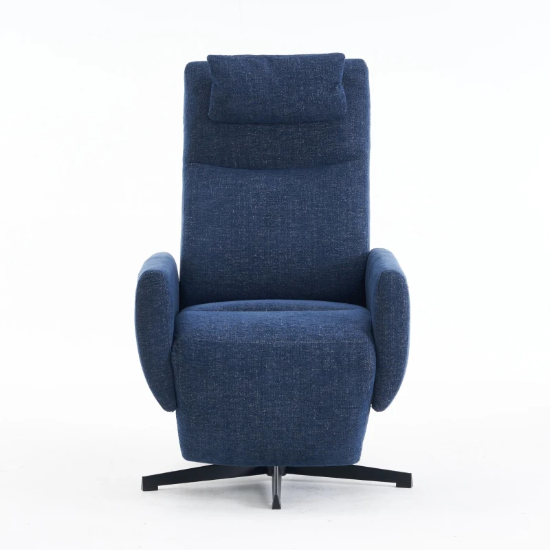 Fauteuil relax confortable avec fonction d'inclinaison, avec socle pivotant et dossier réglable, 67x80,5x110 cm, Bleu