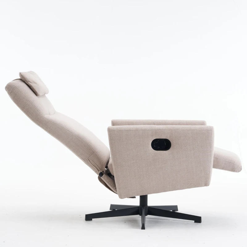 Fauteuil relax confortable avec fonction d'inclinaison, avec socle pivotant et dossier réglable, 67x80,5x110 cm, Gris