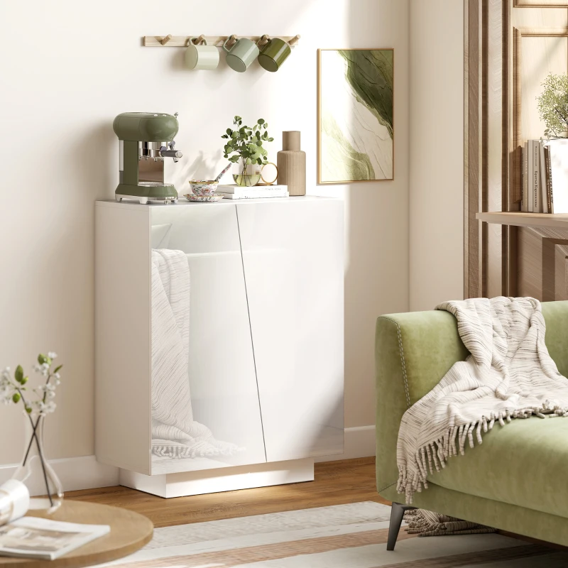 HOMCOM Mobiletto Multiuso in Truciolato Bianco a 3 Livelli con Ripiano Regolabile su 3 Livelli, 70x40x88 cm