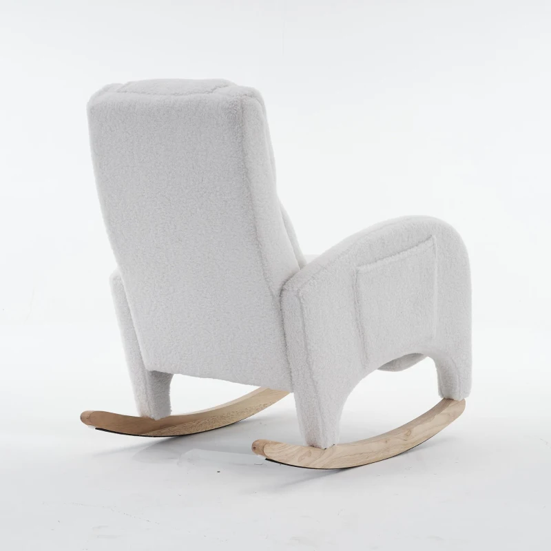 Silla Mecedora Sillón Relax con Reposabrazos Acolchado y Ergonómico para Sala de Estar y Dormitorio 66x96-125,5x99 cm Blanco