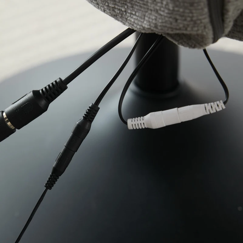 Poltrona relax girevole con funzione massaggiante e riscaldante, schienale e poggiapiedi regolabili, in chenille, 81x83.5x111 cm, Grigio