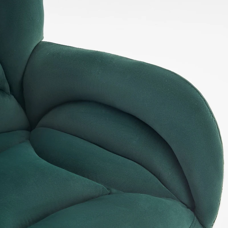 Silla Giratoria Ajustable en Altura en Tela de Terciopelo con Patas Doradas Diseño Ergonómico para Oficina y Dormitorio 62x64x88-97 cm Verde