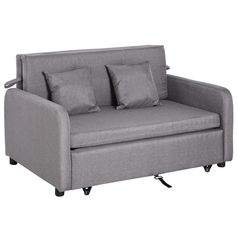 HOMCOM Canapea Extensibila cu Compartiment de Depozitare si Design Modern din In, Gri(m-1)