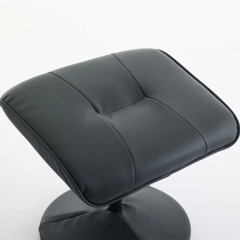 Poltrona massaggiante e reclinabile in tessuto PU con rotazione a 360° e poggiapiedi, 75x79.5x107 cm, Nero