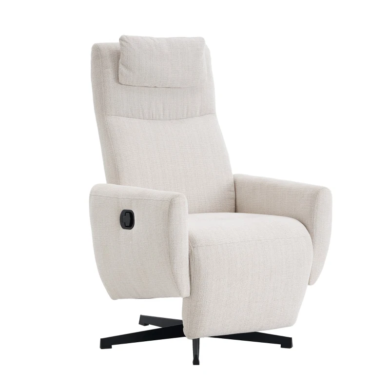 Bequemer Relaxsessel mit Liegefunktion, mit drehbarem Sockel und verstellbarer Rückenlehn, 67x80,5x110 cm, Beige