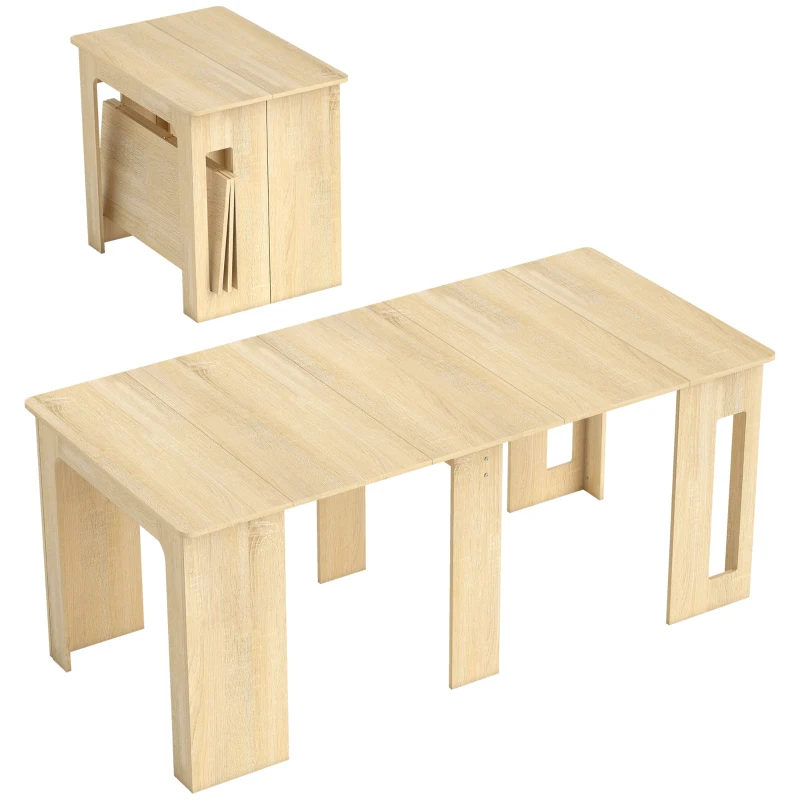 HOMCOM Mesa de comedor, Mesa plegable, mesa de cocina extensible, mesa de comedor, Tablero de partículas, 60-180 x 85 x 75 cm, Naturaleza