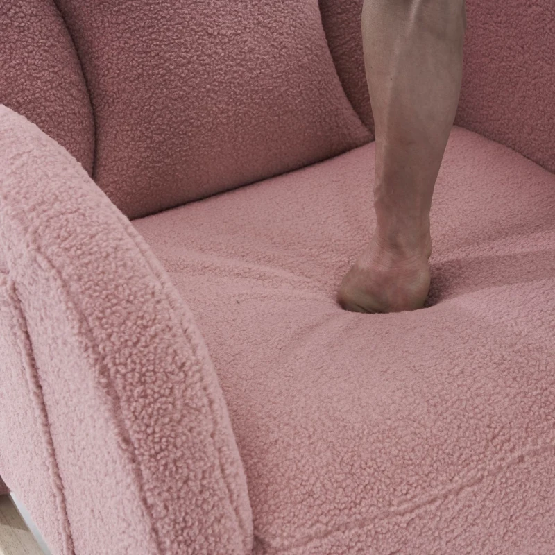 Silla Mecedora Sillón Relax con Reposabrazos Acolchado y Ergonómico para Sala de Estar y Dormitorio 66x96-125,5x99 cm Rosa