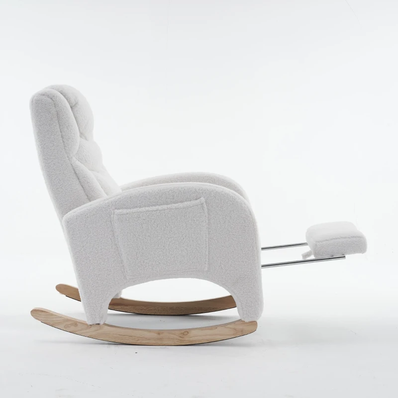 Silla Mecedora Sillón Relax con Reposabrazos Acolchado y Ergonómico para Sala de Estar y Dormitorio 66x96-125,5x99 cm Blanco