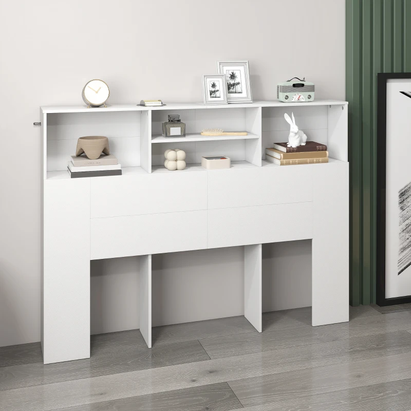 HOMCOM Testiera Letto con 4 Scomparti Aperti, 140 x 19 x 103,5 cm, Bianco