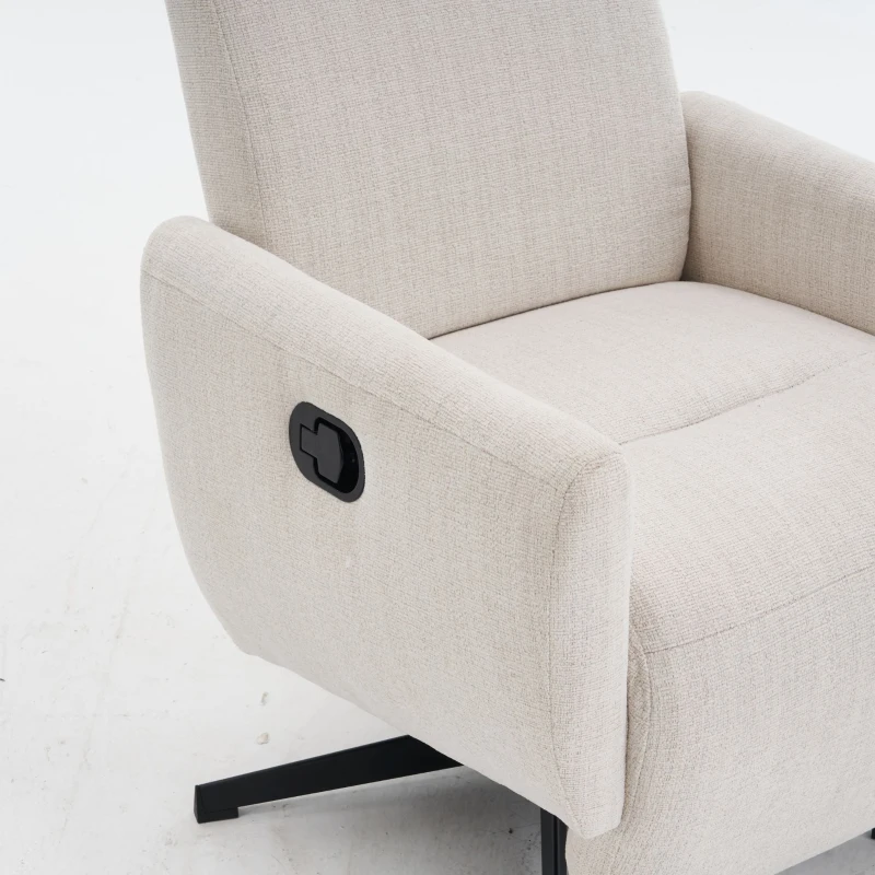 Fauteuil relax confortable avec fonction d'inclinaison, avec socle pivotant et dossier réglable, 67x80,5x110 cm, Beige