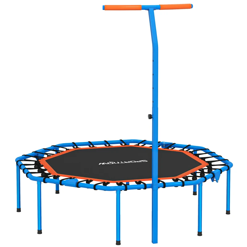 SPORTNOW Fitness-Trampolin, Trainingstrampolin mit verstellbarem Haltegriff, stabil und leise, für drinnenf, Stahl, Blau