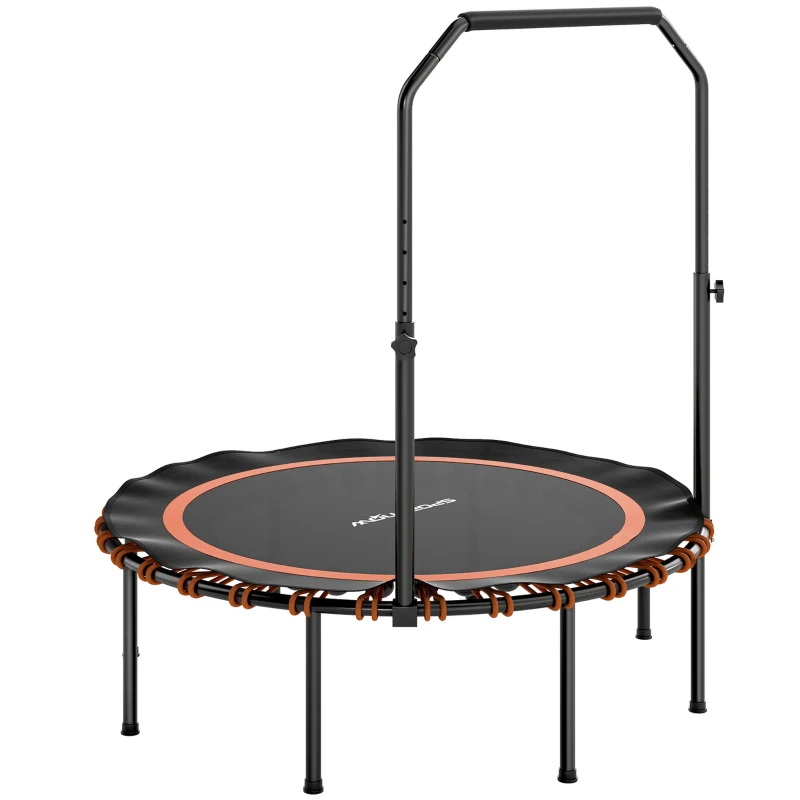 SPORTNOW Fitness-Trampolin mit verstellbarem Handlauf, Sport-Trampolin für drinnen und draußen, Stahl, Kunststoff, Orange