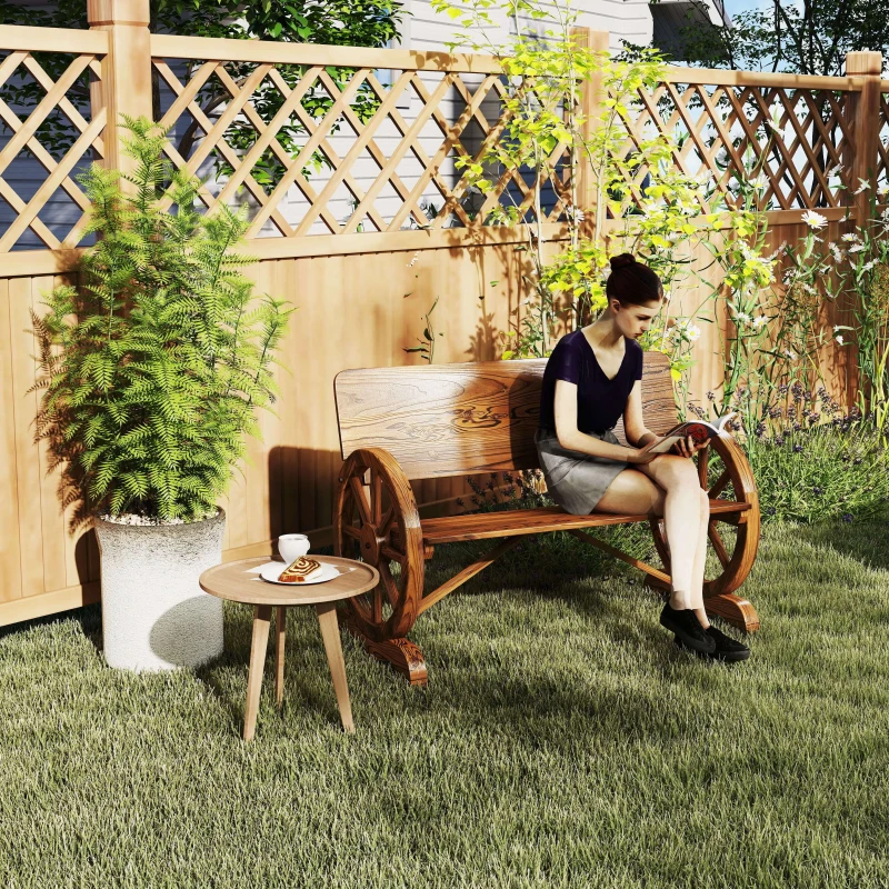 Outsunny Panca da Giardino 2 Posti con Schienale Alto, in Legno di Abete, 114x58x80 cm, Marrone