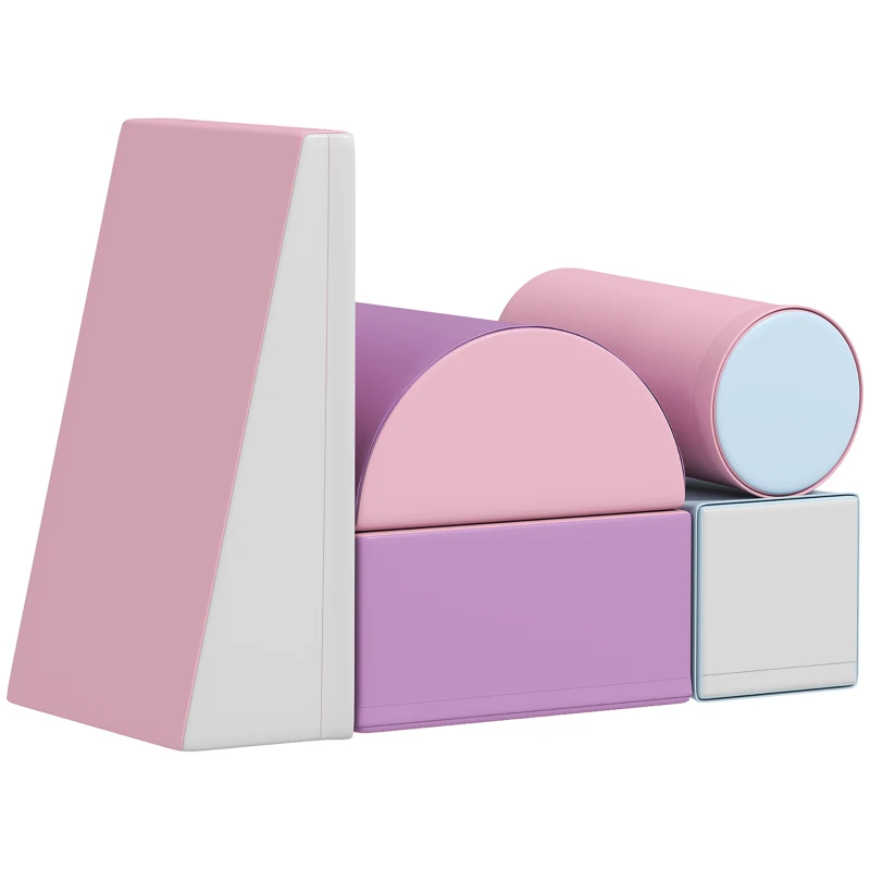HOMCOM Set Construcții Moi pentru Copii 1-3 Ani din 5 Blocuri, Multicolor