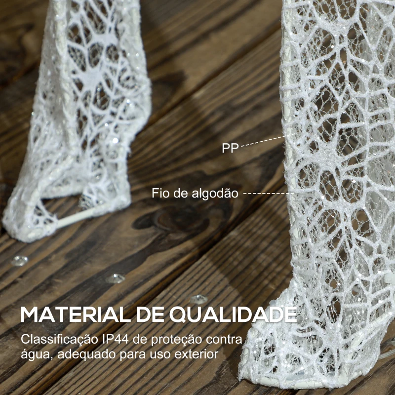 Outsunny Rena com Trenó Luminoso Decoração de Natal com 170 LED Branco Quente Iluminação Natalícia 50x29x42 cm Multicor