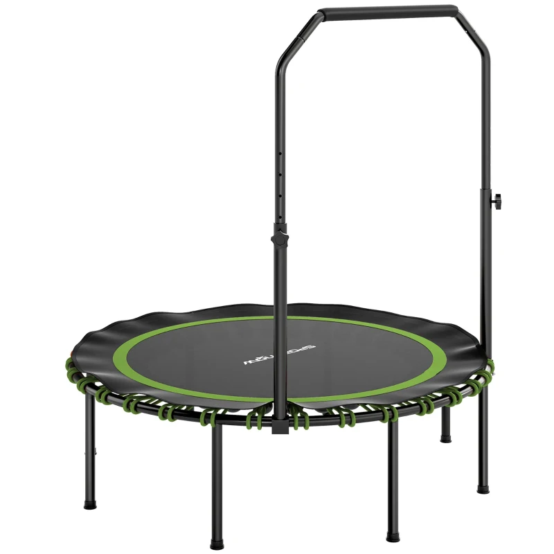 SPORTNOW Fitness-Trampolin mit verstellbarem Handlauf, Sport-Trampolin für drinnen und draußen, Stahl, Kunststoff, Grün