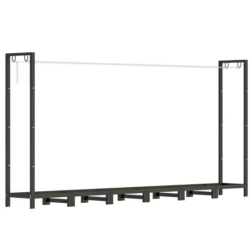 Outsunny Legnaia da 0.8m³ Regolabile con Telo Impermeabile e Catene in Acciaio, 235x31x116 cm, Nero