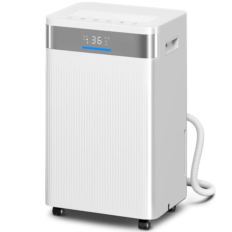 HOMCOM Déshumidificateur d'air, Réservoir de 4,5 litres, Minuterie 24 heures, Affichage LED, Plastique, Blanc