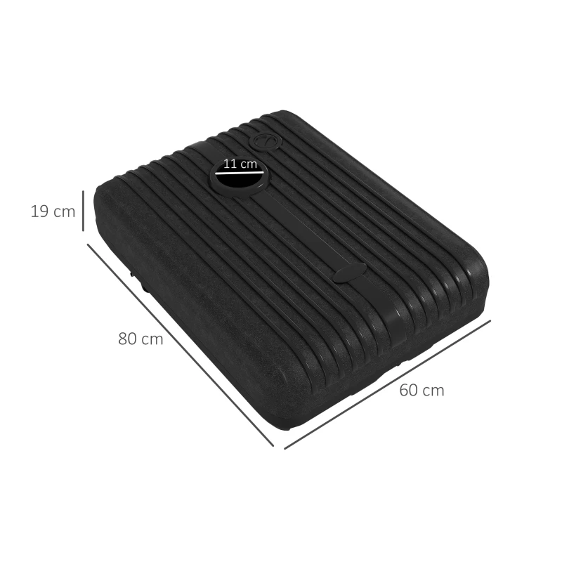 Outsunny Baza pentru Umbrela din Plastic cu Consola, cu 2 Roti si Maner, 80x60x19 cm, Negru