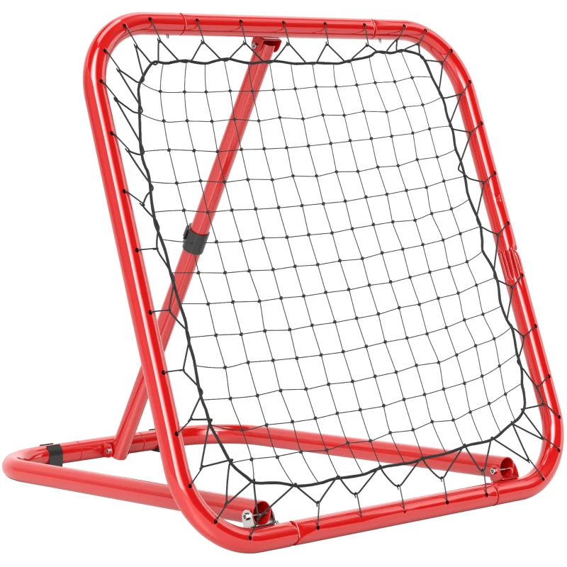 HOMCOM Fußball Rebounder-Netz, klappbar, Rückprallwand, Verstellbar in 5 Stufen, Metall, 78 x 84 x 65-78 cm, Rot