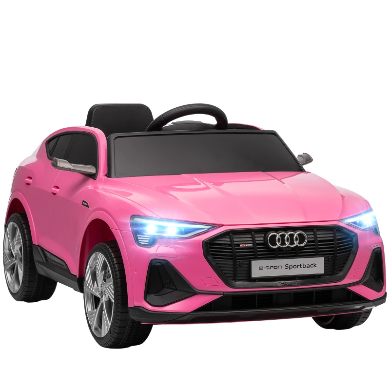 HOMCOM Coche Eléctrico para Niños 12V con Control Remoto, Velocidad 3-8km/h, Luces y Música, Edad 3-5 Años, Rosa
