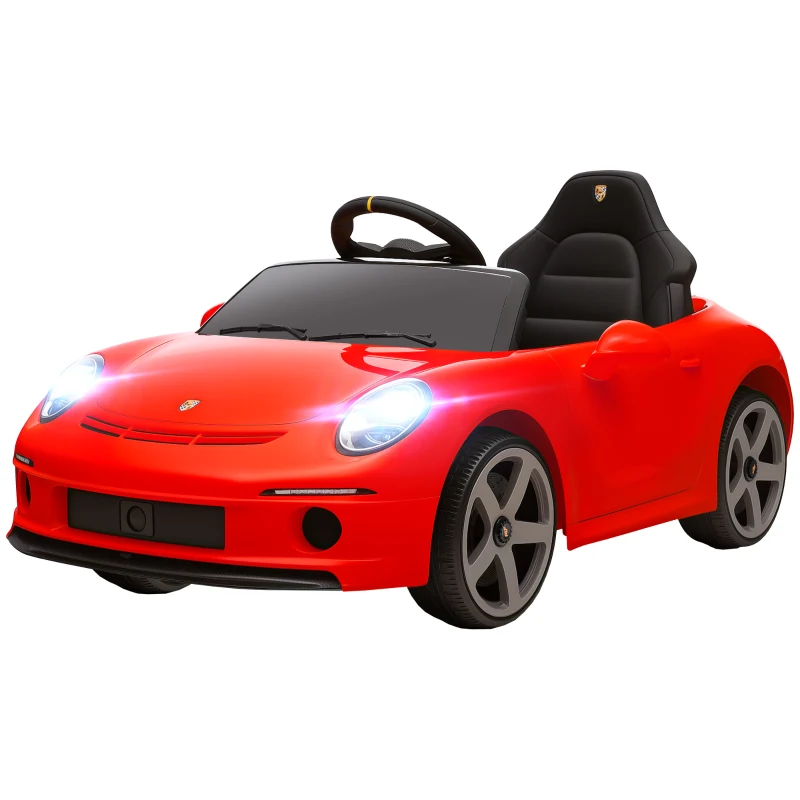 AIYAPLAY Voiture pour Enfants 3-5 Ans avec Licence Officielle RUF GT, Télécommande, Ceinture de Sécurité et Musique, Rouge