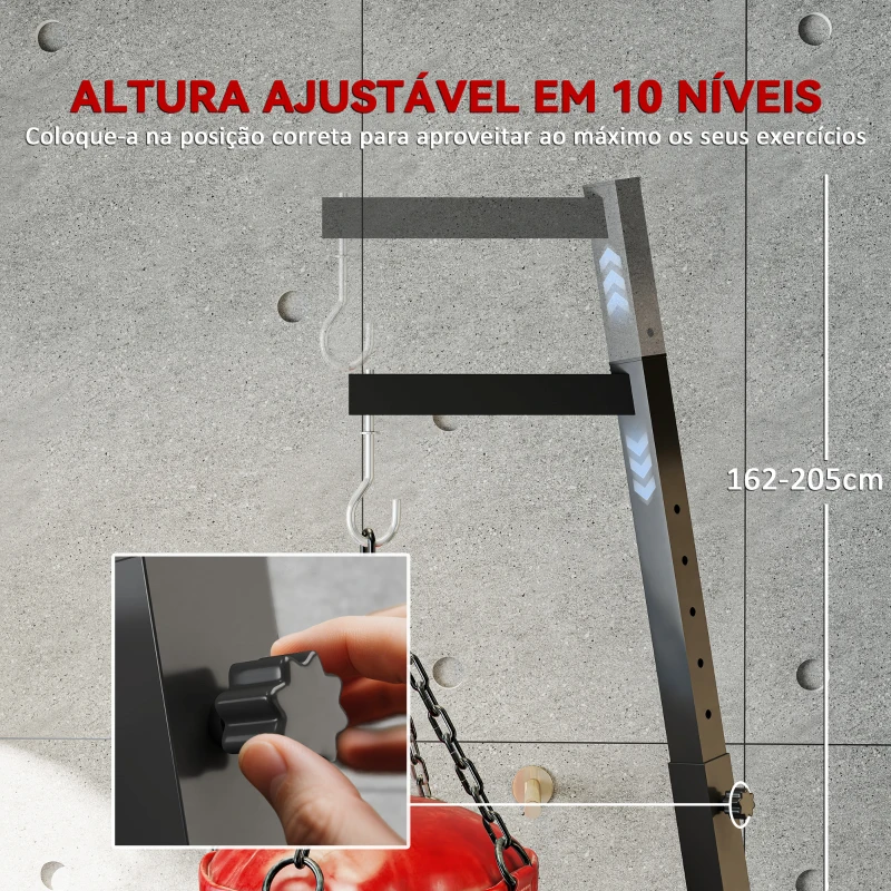 SPORTNOW Suporte para Saco de Boxe de Pé Suporte para Saco de Boxe Dobrável com Altura Ajustável 170x90x182-225 cm Preto