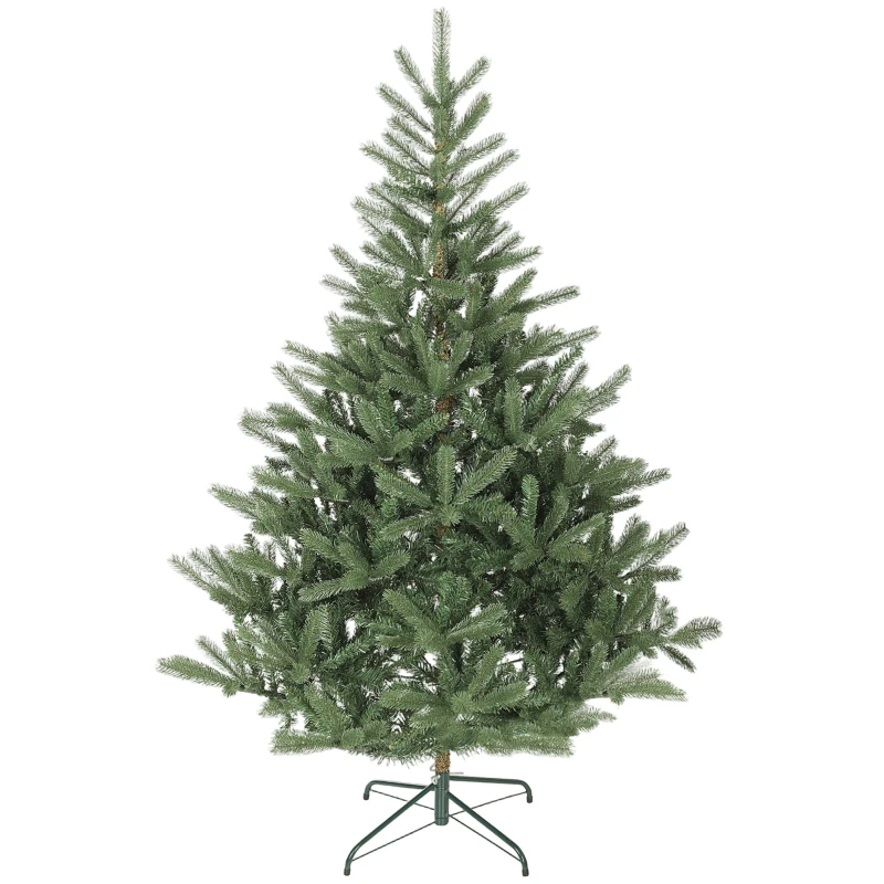 HOMCOM Artificial Christmas Tree, 180 cm, Dense Branches, Realistic Appearance, Flame-Retardant, Plastic, Metal, Green