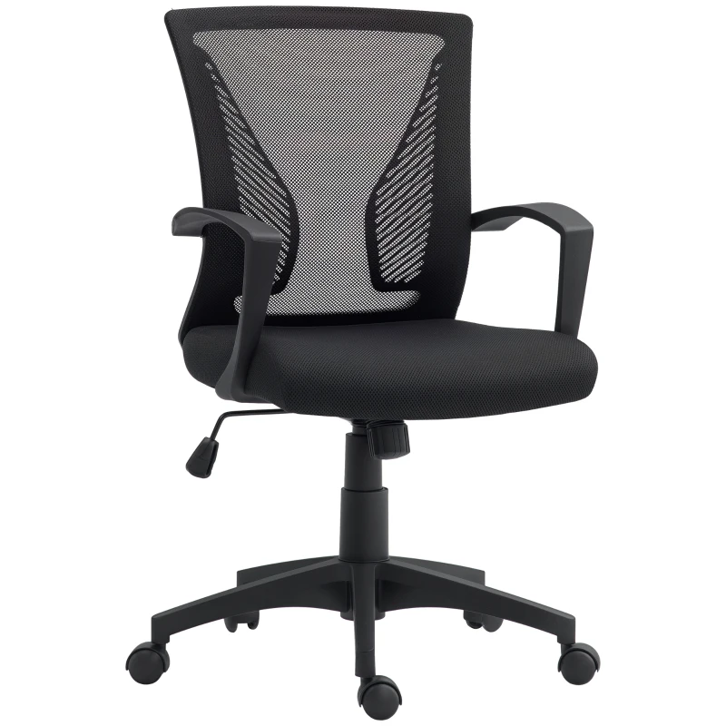 HOMCOM Bürostuhl mit Mesh-Rückenlehne, höhenverstellbar, bis 120 kg, Schwarz