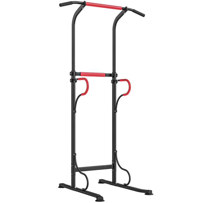 HOMCOM Fitnessstation mit Multifunktionen Klimmzugstange Römischer Stuhl verstellbare Höhe Stahl Schwarz Rot