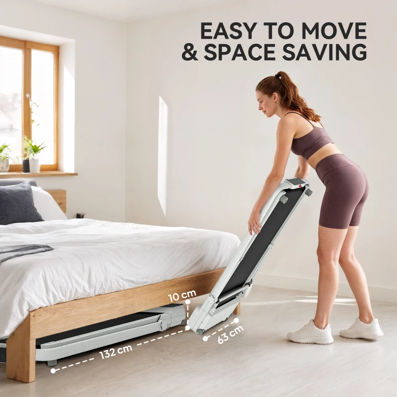 SPORTNOW Tapis de course pieghevole 2 in 1 inclinabile al 4 %, tapis de marche 12 km/h, telecomando, display LED 124 x 63 x 104 cm, bianco