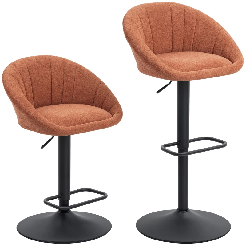 HOMCOM Set of Two Relaxed Tub Bar Stools - Orange